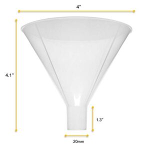 EISCO Powder Funnel, 4" - Polypropylene Plastic - Parallel Stem - Resistant to Acids & Alkalis - Great for Laboratory, Classroom or Home Use