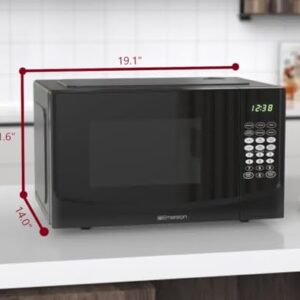 Emerson MW9255B Countertop Microwave Oven, 6 Pre-Programmed Settings, Removable Glass Turntable and Child Safety Lock, 0.9 Cu ft, 900W, Black