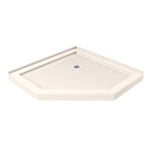 DreamLine SlimLine 42 in. D x 42 in. W x 2 3/4 in. H Corner Drain Neo-Angle Shower Base in Biscuit, DLT-2042420-22