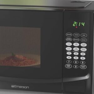 Emerson MW9255B Countertop Microwave Oven, 6 Pre-Programmed Settings, Removable Glass Turntable and Child Safety Lock, 0.9 Cu ft, 900W, Black