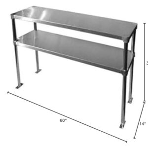 Stainless Steel Double Deck Overshelf(14" Width x 60" Length x 32" Height)