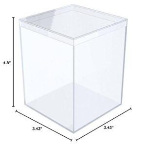 Clear Plastic Box - 3 7/16" Square X 4 1/2" Tall - 6 Boxes Per Pack