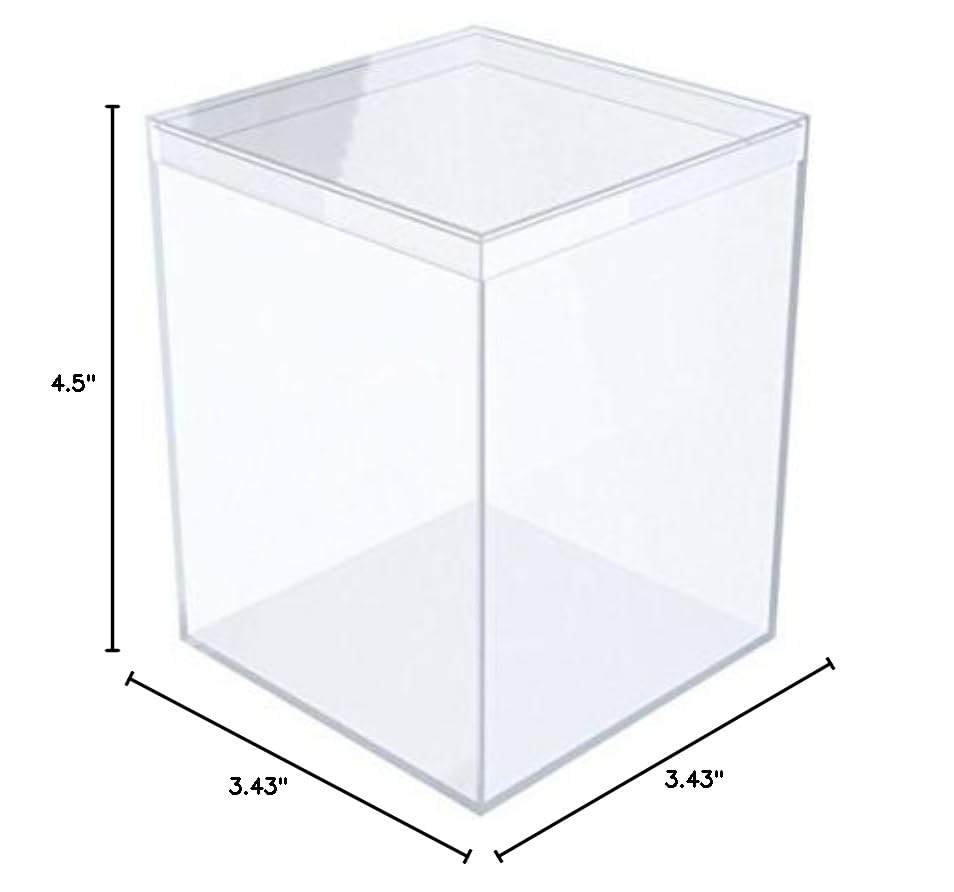 Clear Plastic Box - 3 7/16" Square X 4 1/2" Tall - 6 Boxes Per Pack