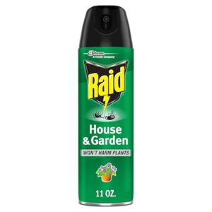 raid house and garden insect killer spray, for indoor & outdoor use, won't harm plants, 11 oz