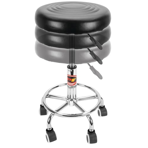 Performance Tool W85027 Adjustable (19 - 24 Inch) Pneumatic Rolling Bar Stool, 250 Lbs Capacity