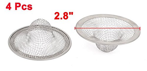 uxcell Mesh Hole Kitchen Bathroom Slop Laundry Basin Basket Sink Drain Strainer Hair Catcher 4Pcs Silver Tone