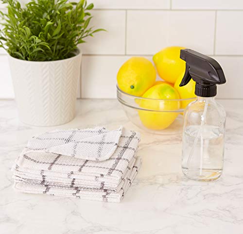 DII Scrubber Dishcloths Collection Windowpane Dishrag Set, 12x12, White/Gray Stripe, 6 Piece