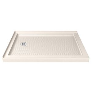 dreamline slimline 36 in. d x 60 in. w x 2 3/4 in. h left drain double threshold shower base in biscuit, dlt-1036601-22