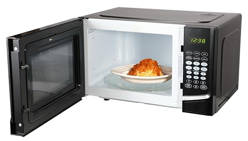 Emerson MW9255B Countertop Microwave Oven, 6 Pre-Programmed Settings, Removable Glass Turntable and Child Safety Lock, 0.9 Cu ft, 900W, Black