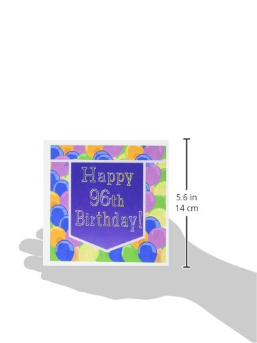 Balloons with Purple Banner Happy 96th Birthday - Greeting Card, 6 x 6 inches, single (gc_174860_5)