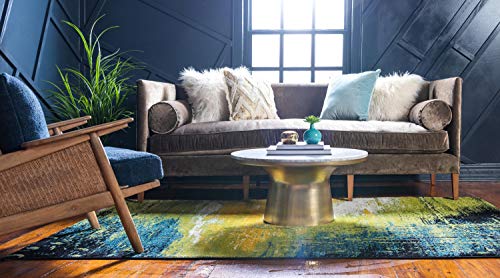 Unique Loom Lyon Collection Modern Abstract Area Rug, 4 x 6 ft, Light Green/Blue