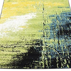 Unique Loom Lyon Collection Modern Abstract Area Rug, 4 x 6 ft, Light Green/Blue