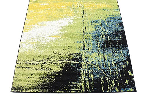 Unique Loom Lyon Collection Modern Abstract Area Rug, 4 x 6 ft, Light Green/Blue