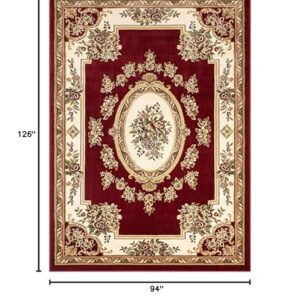 Well Woven Pastoral Medallion Red French European Formal Traditional Area Rug (7'10" x 10'6") Contemporary Floral Thick Soft Plush Living Dining Room Rug