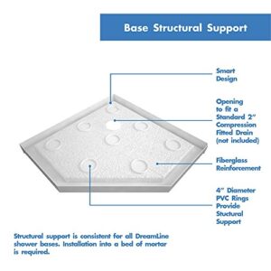 DreamLine SlimLine 42 in. D x 42 in. W x 2 3/4 in. H Corner Drain Neo-Angle Shower Base in Biscuit, DLT-2042420-22