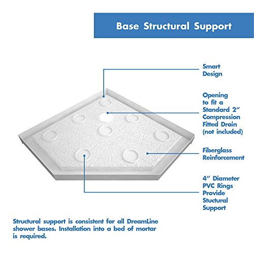 DreamLine SlimLine 42 in. D x 42 in. W x 2 3/4 in. H Corner Drain Neo-Angle Shower Base in Biscuit, DLT-2042420-22