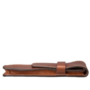 Maxwell Scott - Personalized Luxury Leather Fountain Pen Case/Holder for up to 3 Pens - The Pienza - Chestnut Tan