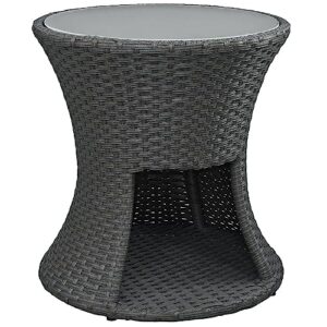 modway sojourn wicker rattan outdoor patio side end table in chocolate