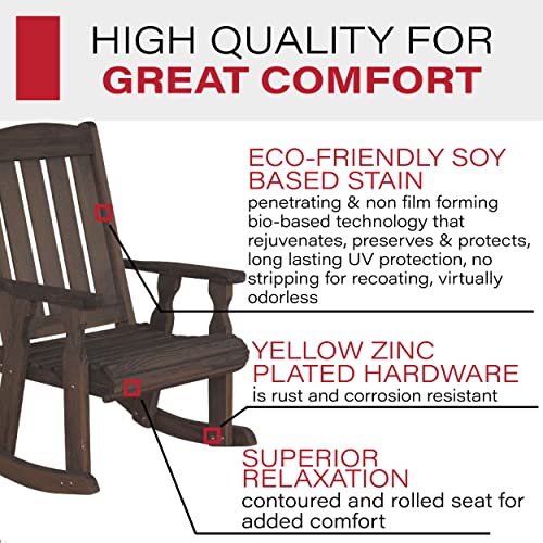 Amish Heavy Duty 600 Lb Mission Pressure Treated Rocking Chair (Dark Walnut Stain)