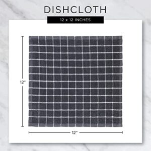 DII Scrubber Dishcloths Collection Windowpane Dishrag Set, 12x12, White/Gray Stripe, 6 Piece