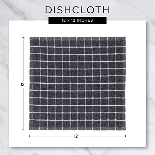 DII Scrubber Dishcloths Collection Windowpane Dishrag Set, 12x12, White/Gray Stripe, 6 Piece