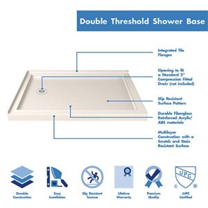 DreamLine SlimLine 36 in. D x 48 in. W x 2 3/4 in. H Left Drain Double Threshold Shower Base in Biscuit, DLT-1036481-22