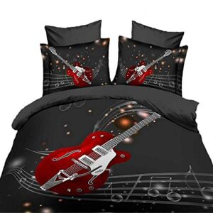 suncloris,fashion red guitar and musical,queen size,4pc bedding sheet sets,1*duvet cover,1*flat sheet,2* pillowcase(no comforter inside)