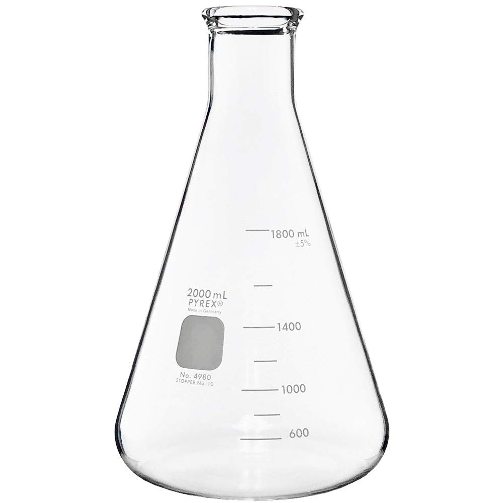 Flask, Pyrex, Erlenmeyer, NM, 2000ml (Shelf Pack of 2)