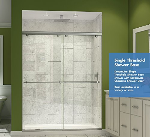 DreamLine SlimLine 34 in. D x 60 in. W x 2 3/4 in. H Center Drain Single Threshold Shower Base in Biscuit, DLT-1134600-22