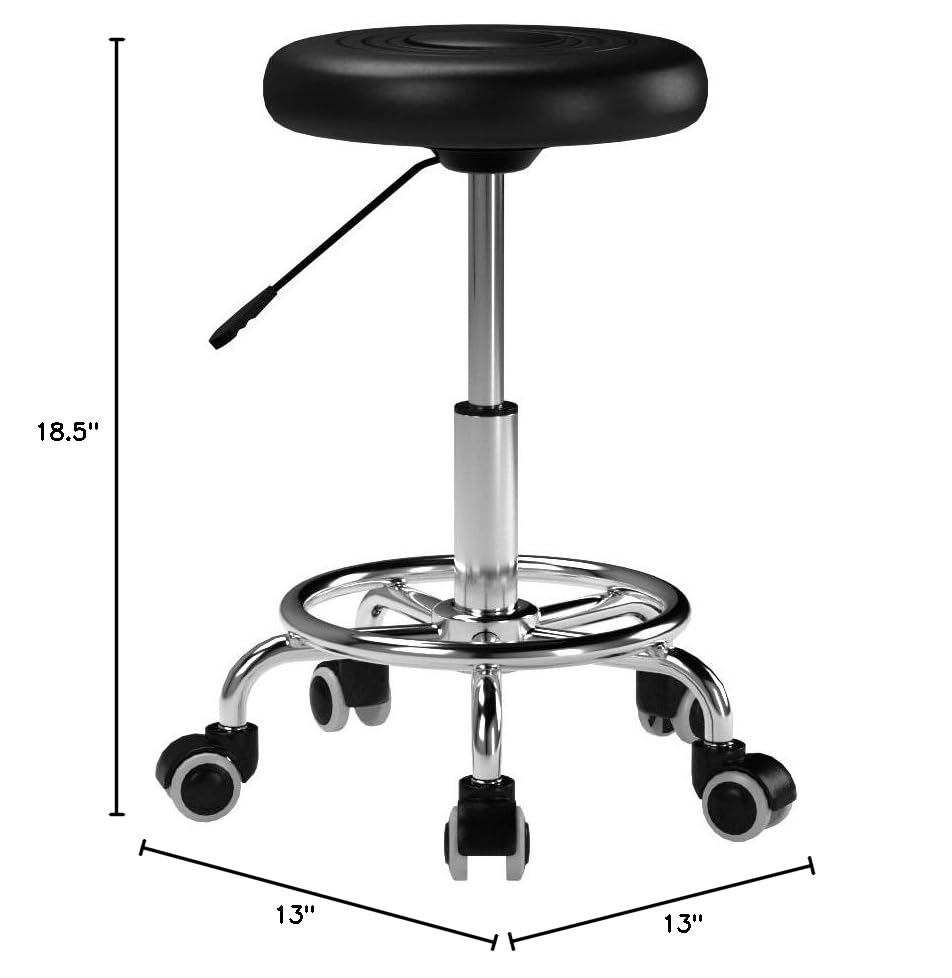 Performance Tool W85027 Adjustable (19 - 24 Inch) Pneumatic Rolling Bar Stool, 250 Lbs Capacity