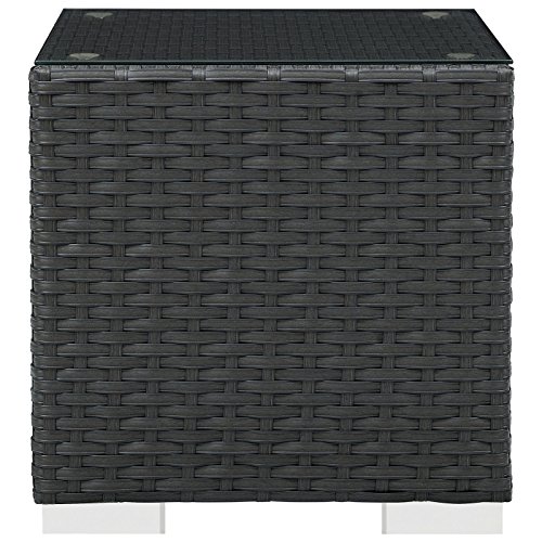 Modway Sojourn Wicker Rattan Outdoor Patio Side End Table in Chocolate