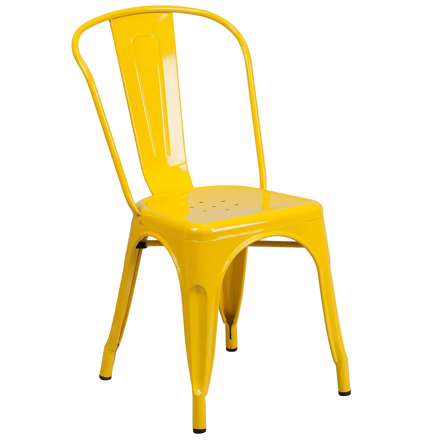 Flash Furniture Luke Commercial Grade 4 Pack Yellow Metal Indoor-Outdoor Stackable Chair