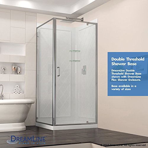 DreamLine SlimLine 36 in. D x 60 in. W x 2 3/4 in. H Left Drain Double Threshold Shower Base in Biscuit, DLT-1036601-22