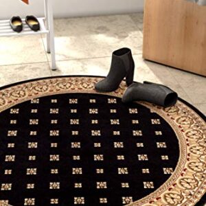 Well Woven Barclay Collection Hudson Terrace Black 5 ft Round Rug - for Living Room, Bedroom, and Dining Room