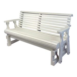 amish heavy duty 800 lb roll back pressure treated porch glider (5 foot, semi-solid white stain)