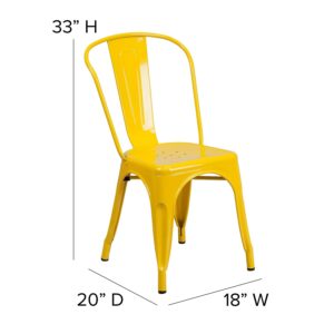 Flash Furniture Luke Commercial Grade 4 Pack Yellow Metal Indoor-Outdoor Stackable Chair