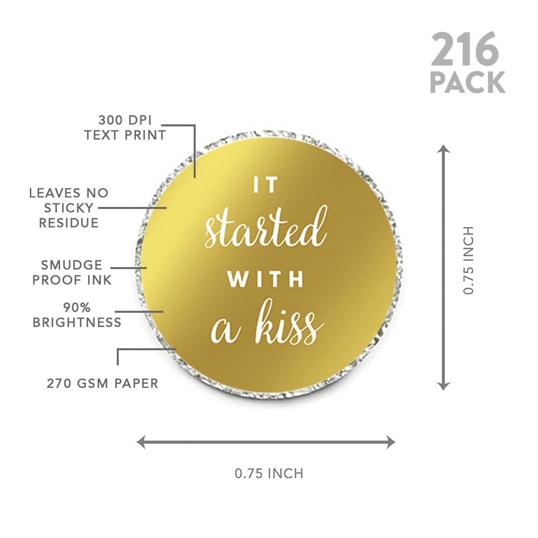 Andaz Press Chocolate Drop Labels Trio, Metallic Gold Ink, Wedding Bridal Shower, 240-Pack, Fits Kisses, Not Gold Foil, Gold Stationery, Invitations, Decorations