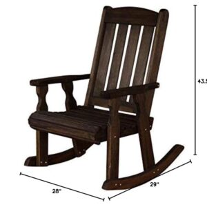 Amish Heavy Duty 600 Lb Mission Pressure Treated Rocking Chair (Dark Walnut Stain)