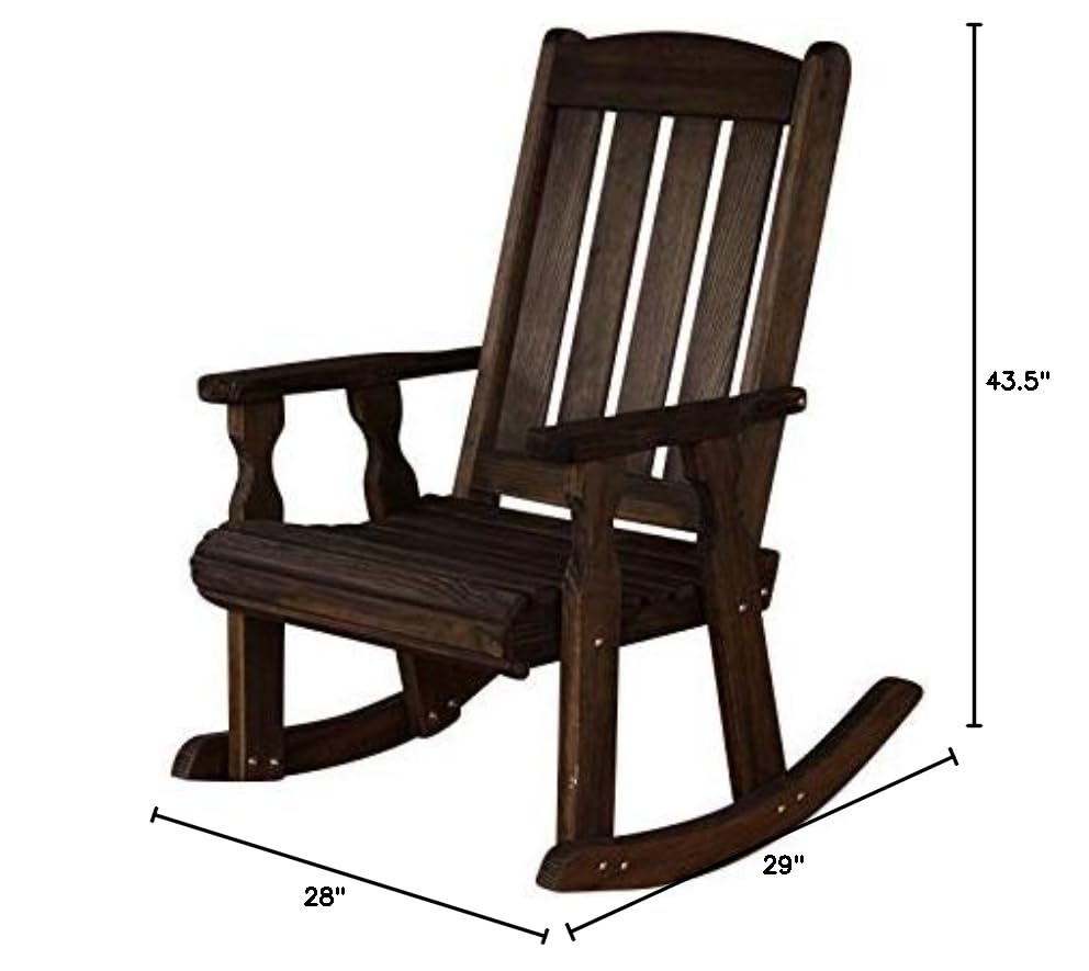 Amish Heavy Duty 600 Lb Mission Pressure Treated Rocking Chair (Dark Walnut Stain)