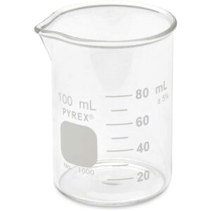 corning beaker, pyrex, griffin, low-form, graduated, 100ml (shelf pack of 3)