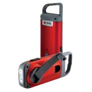 eton - american red cross clipray crank-powered, clip-on flashlight & smartphone charger,cherry red,hand crank, hands free carabiner clip, pack of 2