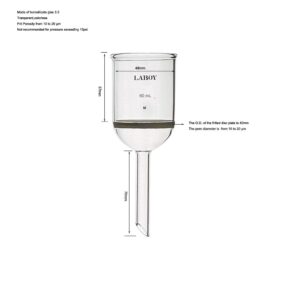 Laboy Glass Buchner Funnel Filter 60mL with 40mm Disc O.D. & Medium Fritted Disc Chemistry Filtration Apparatus Lab Glassware