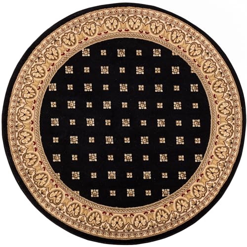 Well Woven Barclay Collection Hudson Terrace Black 5 ft Round Rug - for Living Room, Bedroom, and Dining Room