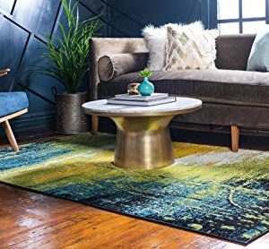 Unique Loom Lyon Collection Modern Abstract Area Rug, 4 x 6 ft, Light Green/Blue