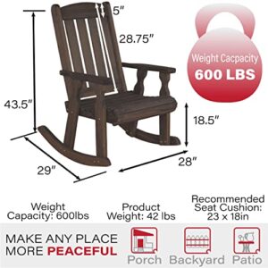 Amish Heavy Duty 600 Lb Mission Pressure Treated Rocking Chair (Dark Walnut Stain)