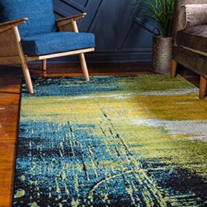 Unique Loom Lyon Collection Modern Abstract Area Rug, 4 x 6 ft, Light Green/Blue