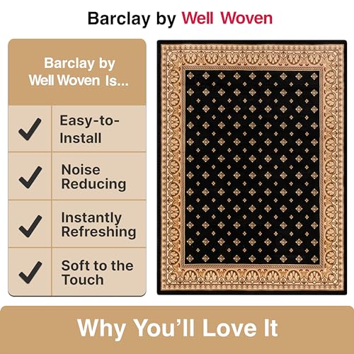 Well Woven Barclay Collection Hudson Terrace Black 5 ft Round Rug - for Living Room, Bedroom, and Dining Room