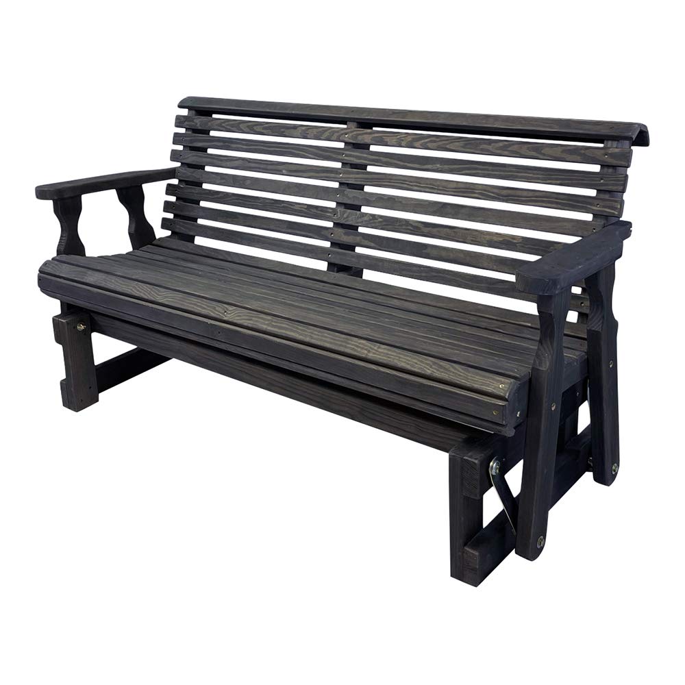 Amish Heavy Duty 800 Lb Roll Back Pressure Treated Porch Glider (4 Foot, Semi-Solid Black Stain)