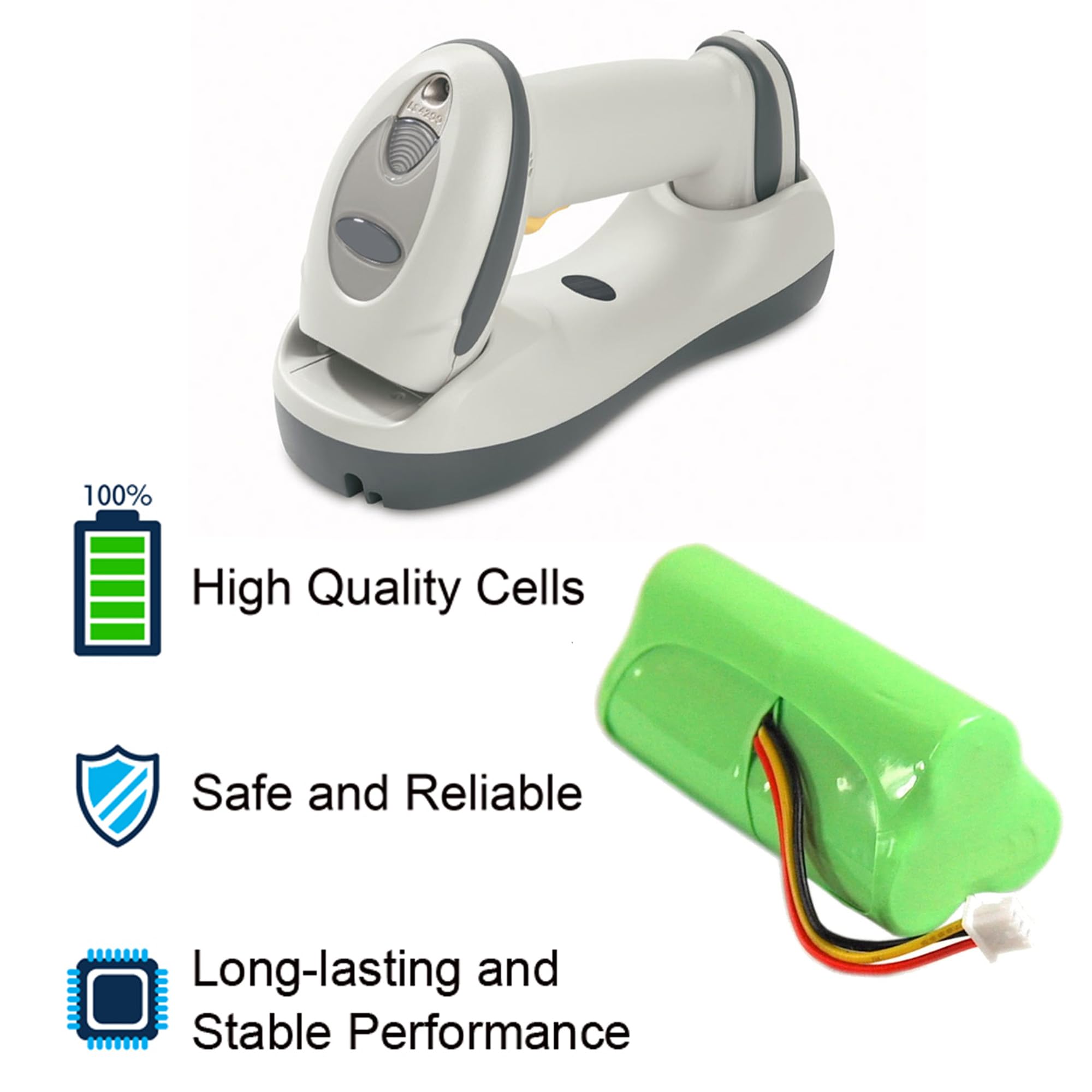 HQRP Battery Pack Works with Motorola Symbol LI4278 DS6878 Cordless Bar Code Scanner LI-4278 DS-6878