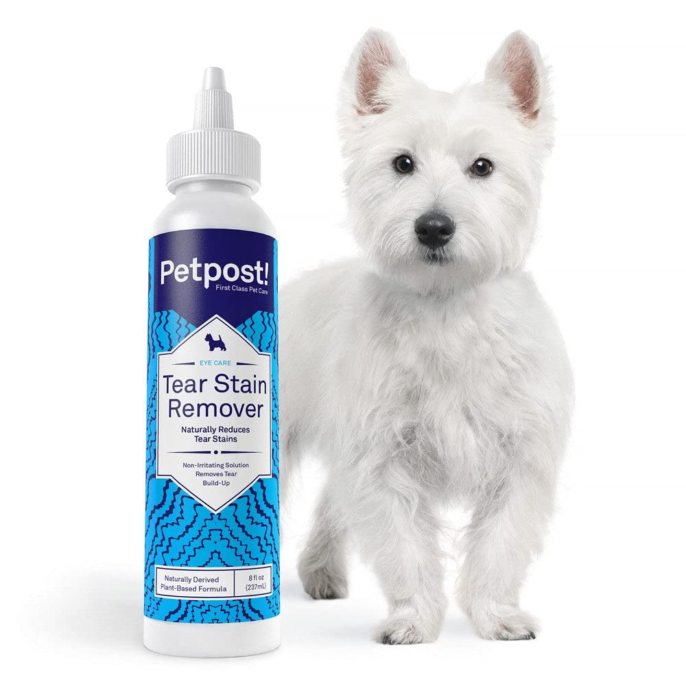 Petpost | Tear Stain Remover for Dogs - Best Natural Eye Treatment for White Fur - Soothing Coconut Oil - Maltese, Shih Tzu, Chihuahua Angels Approved - Chemical and Bleach Free - 8 oz.